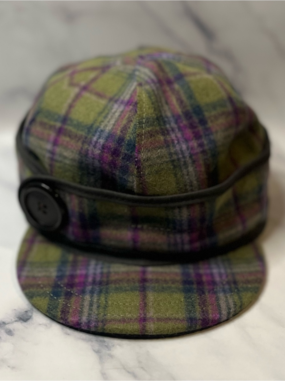 Green Plaid Wool Blend Made In USA STORMY KROMER Lined Hat 7 3/8